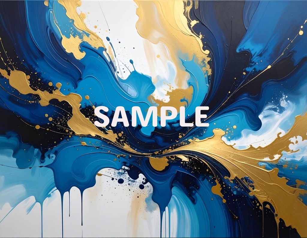 【AI生成】「Blue Gold Energy」- 蒼と金のダイナミック抽象画・背景素材集(豪華12枚セット)