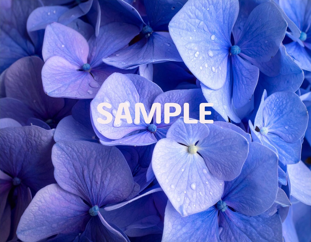 【AI生成】「Rainy Blue」- 雫を纏う花々の壁紙・背景素材集（12枚セット）