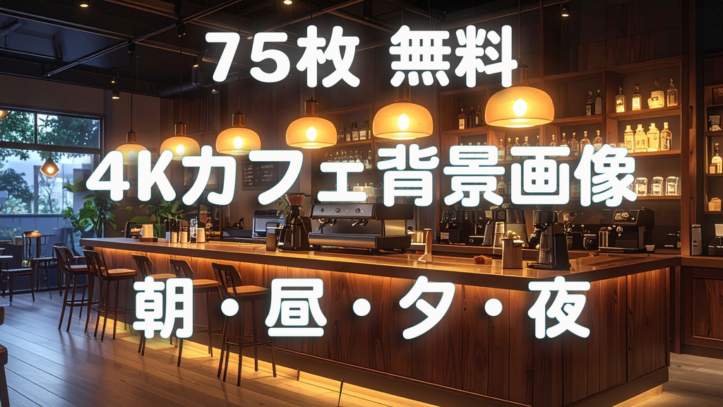 【無料/4K】AI背景素材 - カフェの風景（朝・昼・夕・夜）