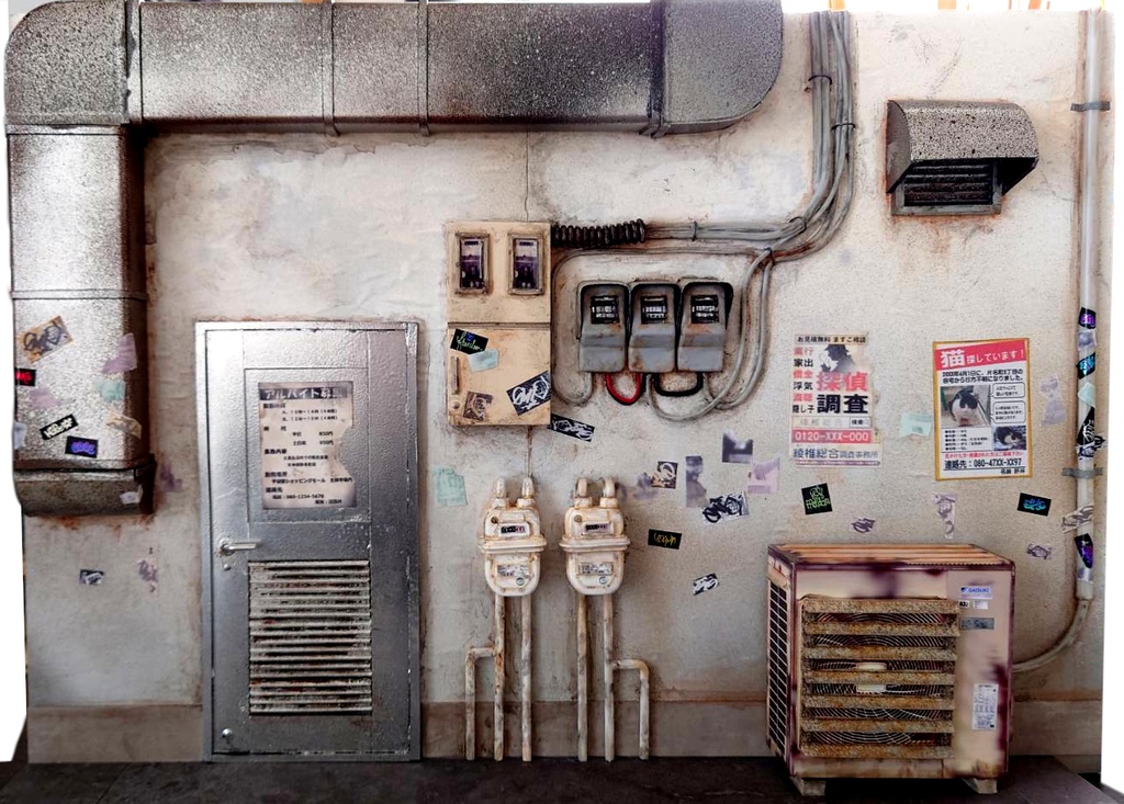 1/12フィギュア用ジオラマ【路地裏(繫華街ver')】