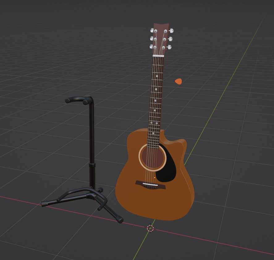 3Dモデル【少しディフォルメしたアコースティックギター】無料サンプルあり