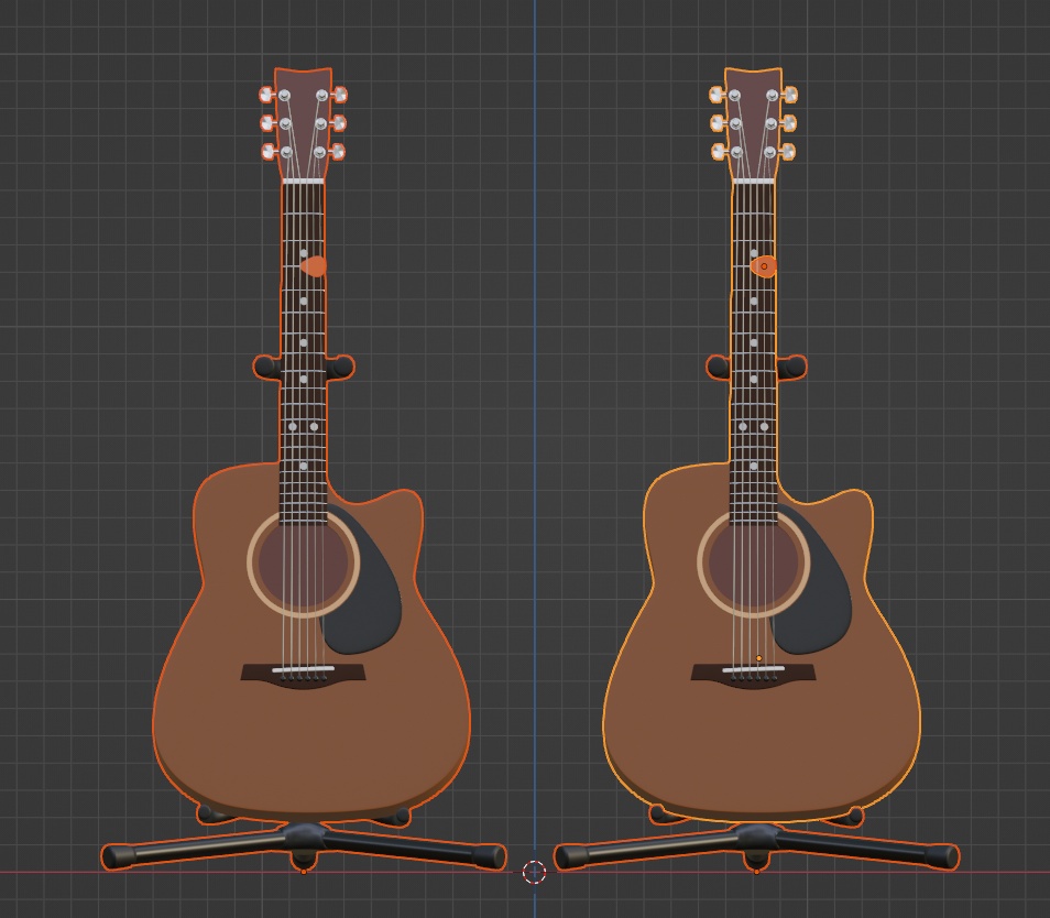 3Dモデル【少しディフォルメしたアコースティックギター】無料サンプルあり