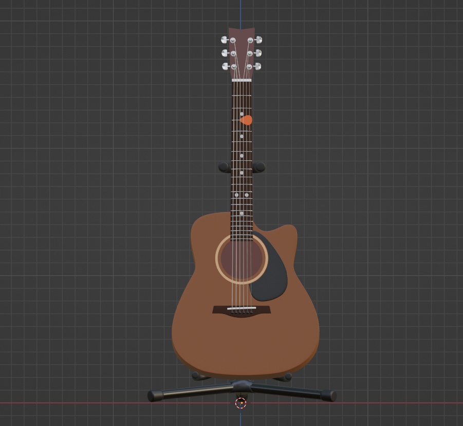 3Dモデル【少しディフォルメしたアコースティックギター】無料サンプルあり