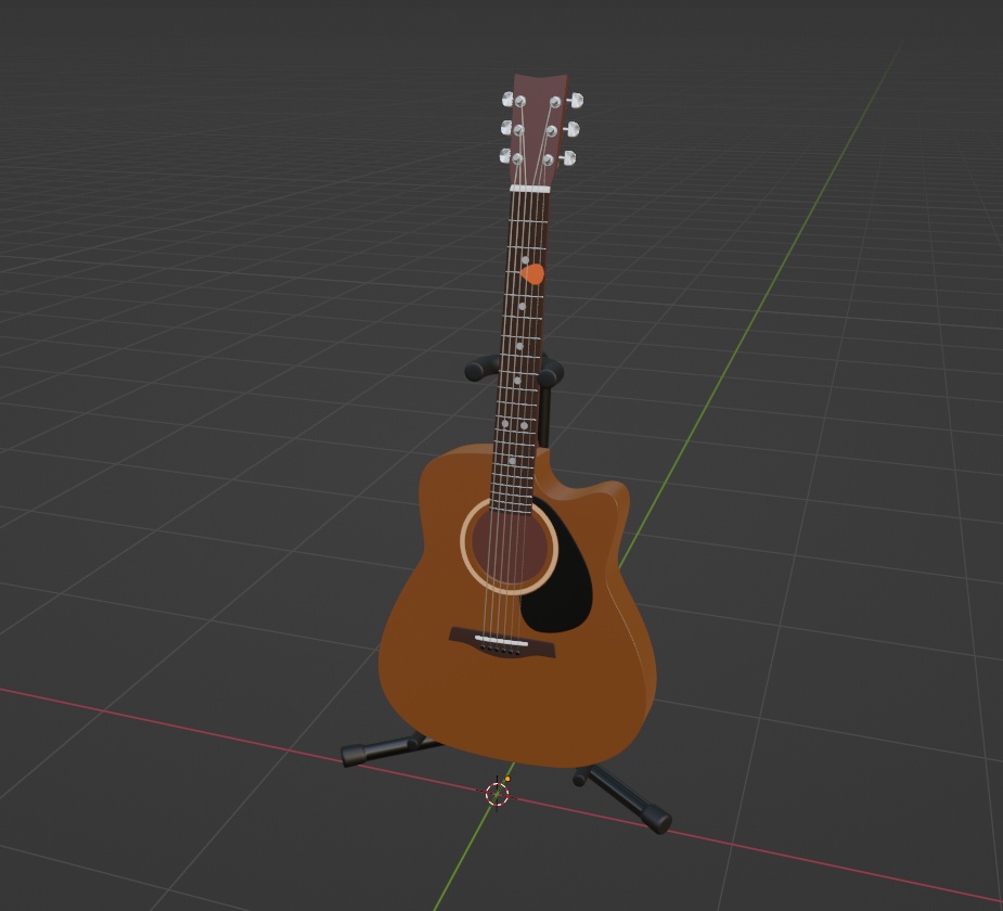 3Dモデル【少しディフォルメしたアコースティックギター】無料サンプルあり