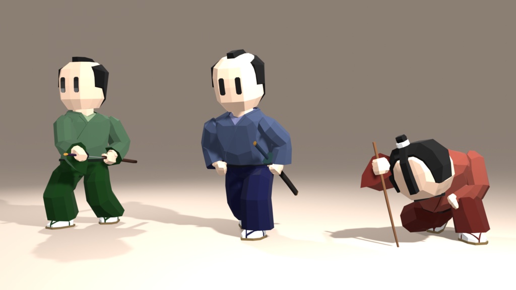Low Poly Samurai キャラクター|Humanoid対応・Unity対応・すぐ使える3Dモデル