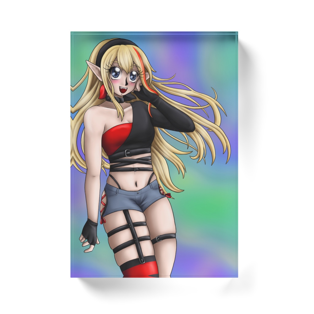 流れ髪の子鹿アクリルブロック