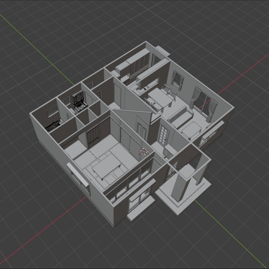 【無料】モデルハウス Blender-3Dモデル