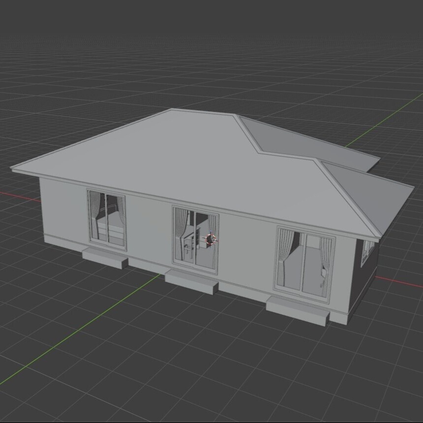 【無料】モデルハウス-001 Blender-3Dモデル