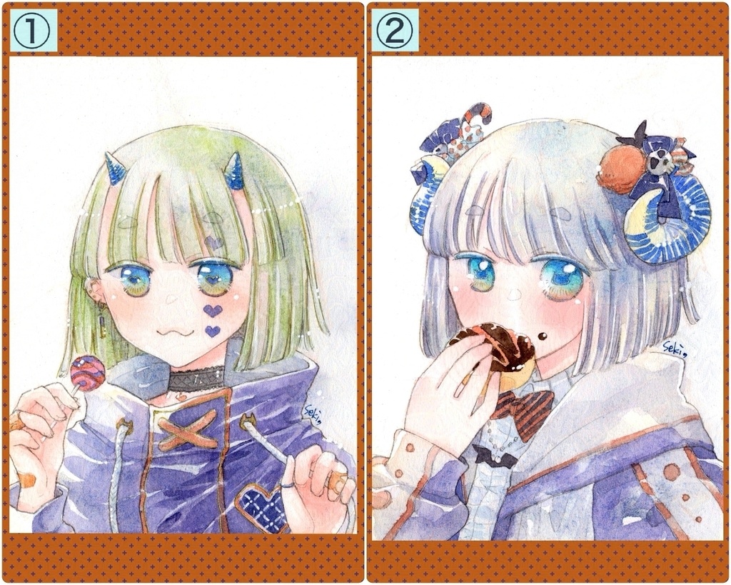 [透明水彩原画]おかっぱハロウィン