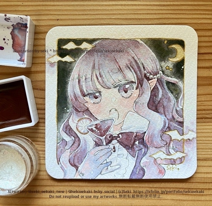[ミニ原画]てのひらペーパー吸血鬼ちゃん
