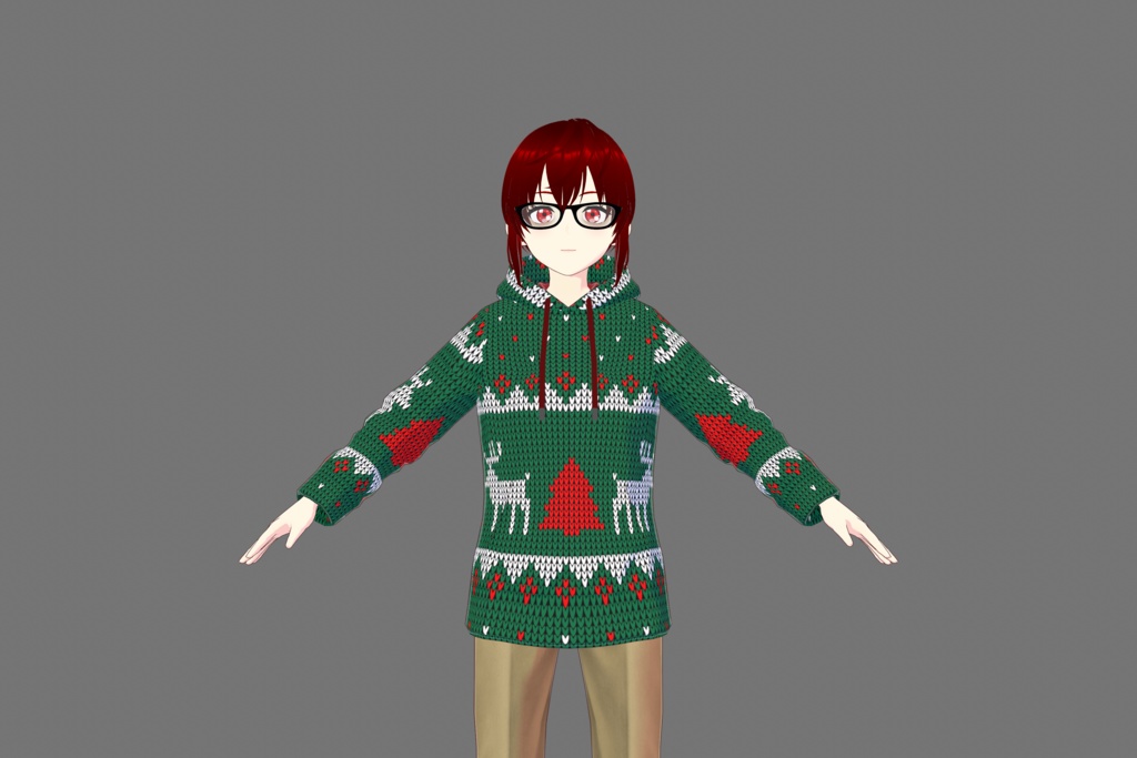 Christmas Vroid Hoodies (Green and White)