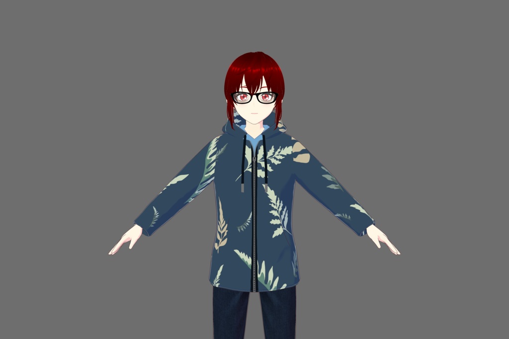 Blue Vroid Leaf Hoodie