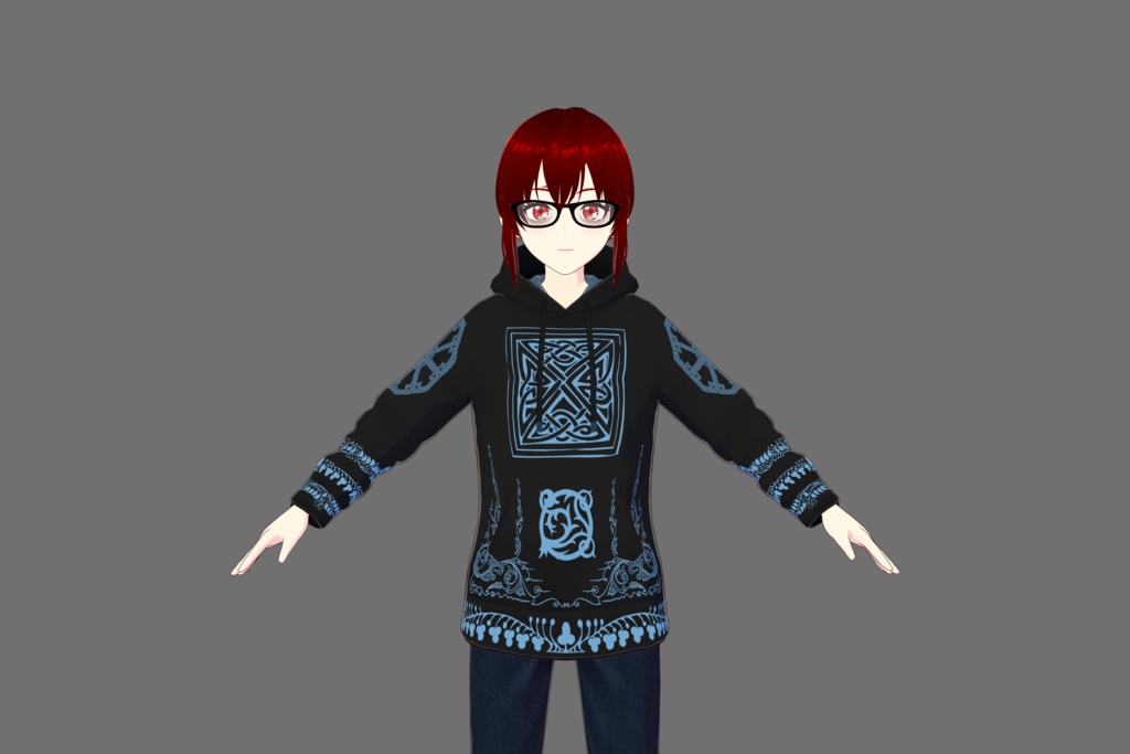Blue/Black Vroid Celtic Hoodie 