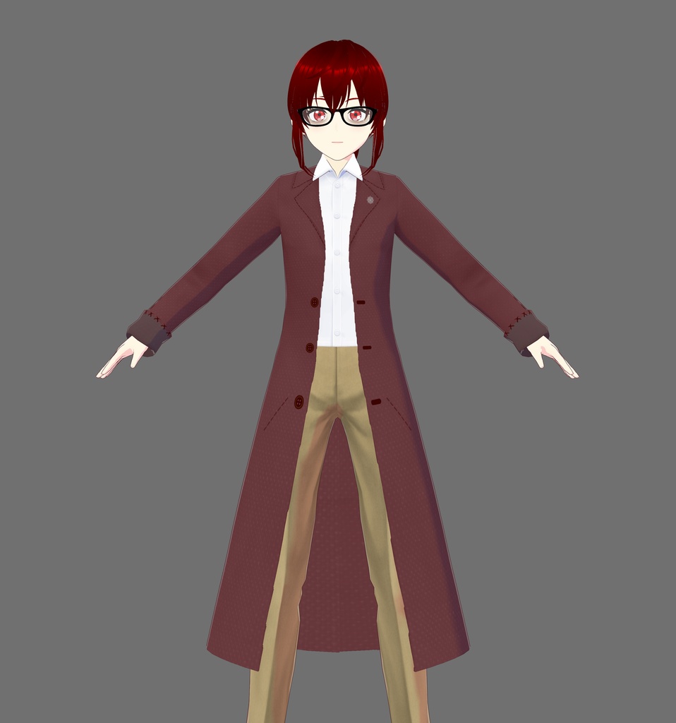 Red Vroid Trench Coat