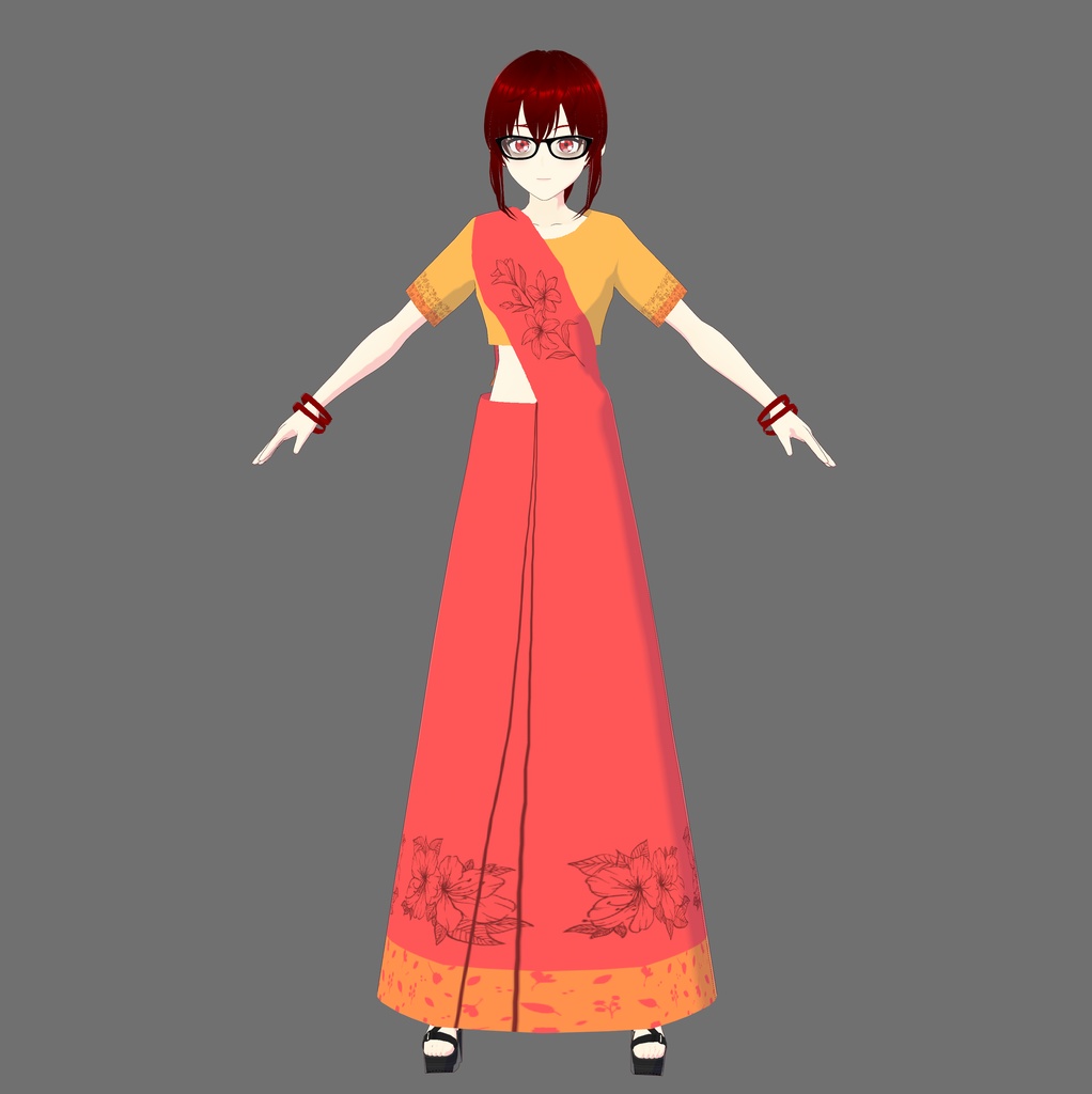 Vroid Red Saree