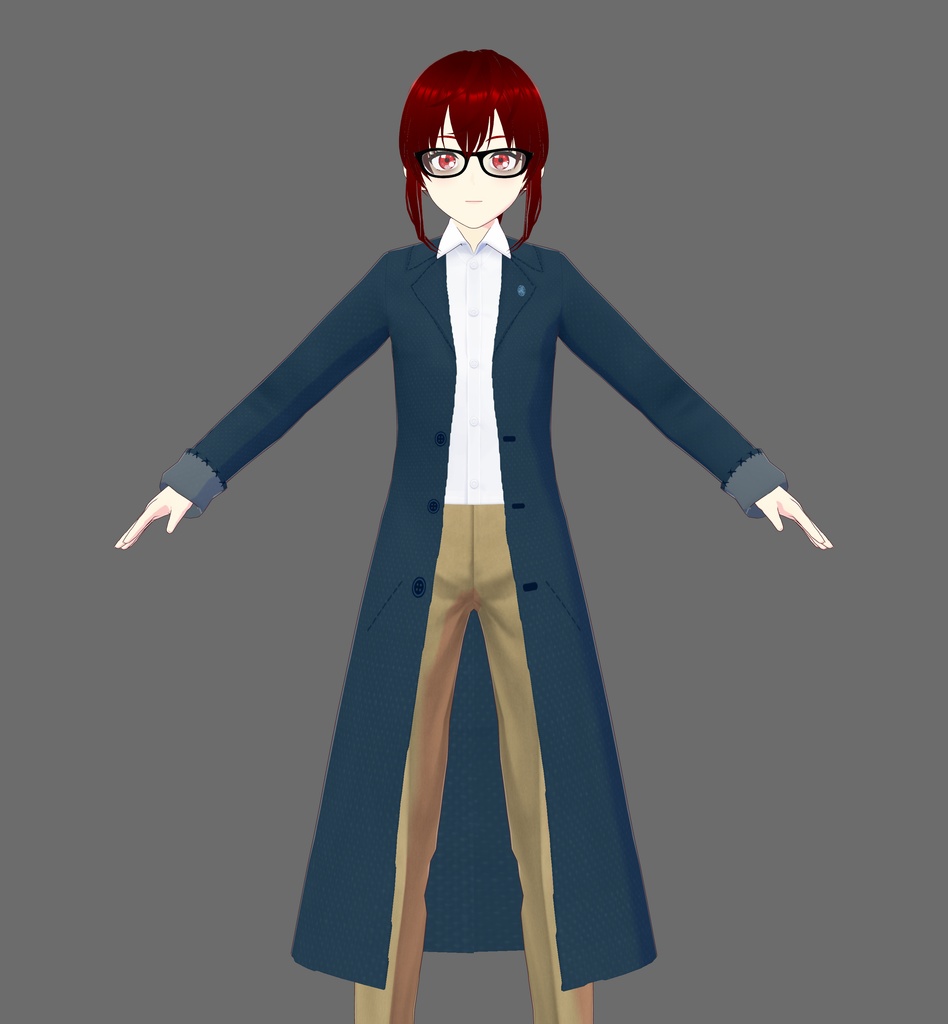 Blue Vroid Trench Coat