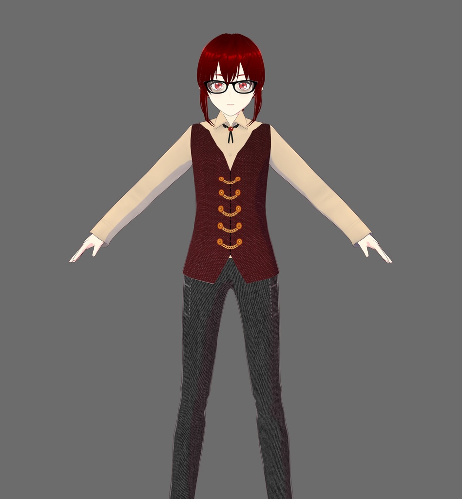 Vroid Bartender Outfit (Red) 
