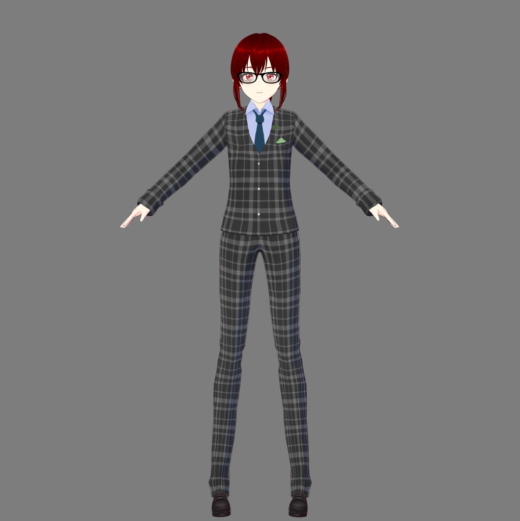 Checkered Grey Vroid Suit