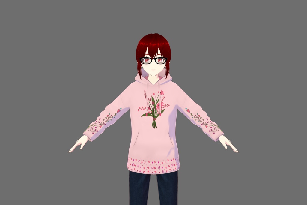 Pink Flower Vroid Hoodie