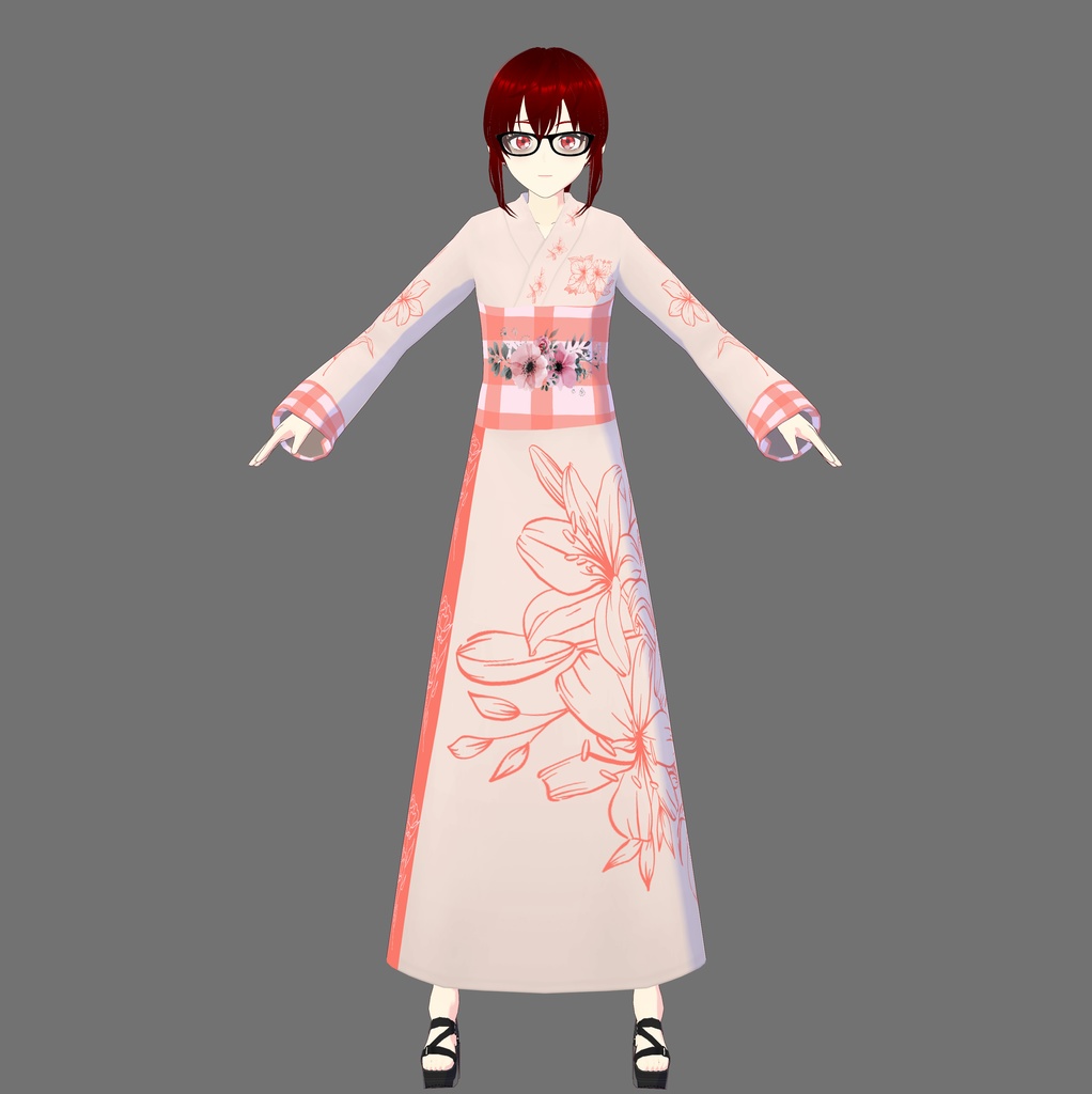 Pink Flower Vroid Kimono