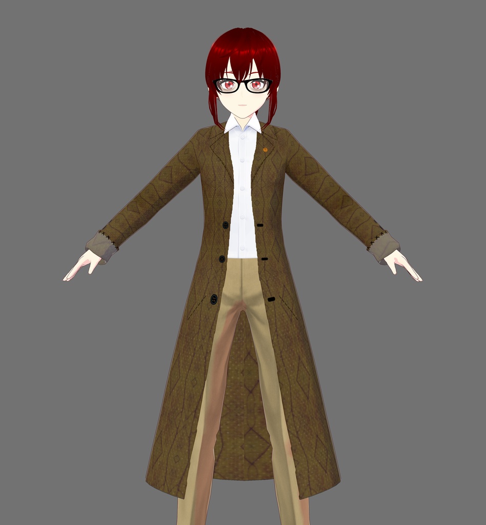 Brown Vroid Trench Coat