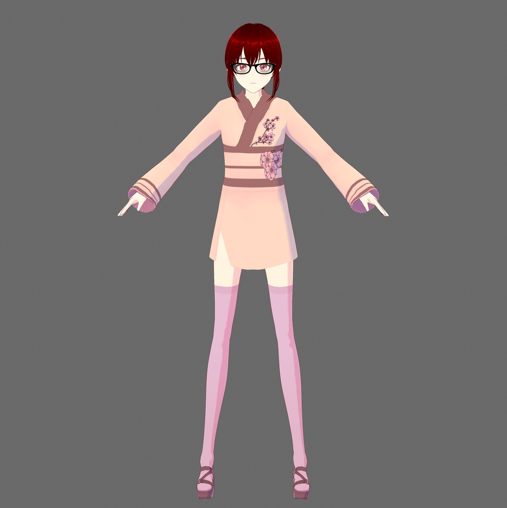 Pink Short Kimono Vroid Outfit 
