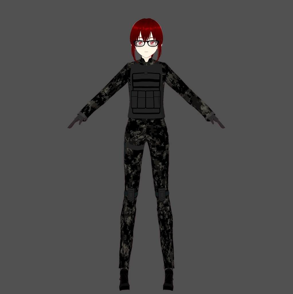 Black Digital Tactical Vroid Outfit 