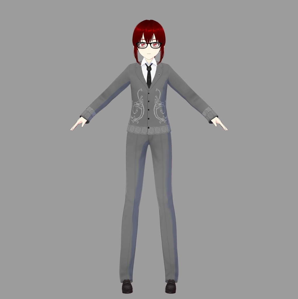 Grey Floral Vroid Suit