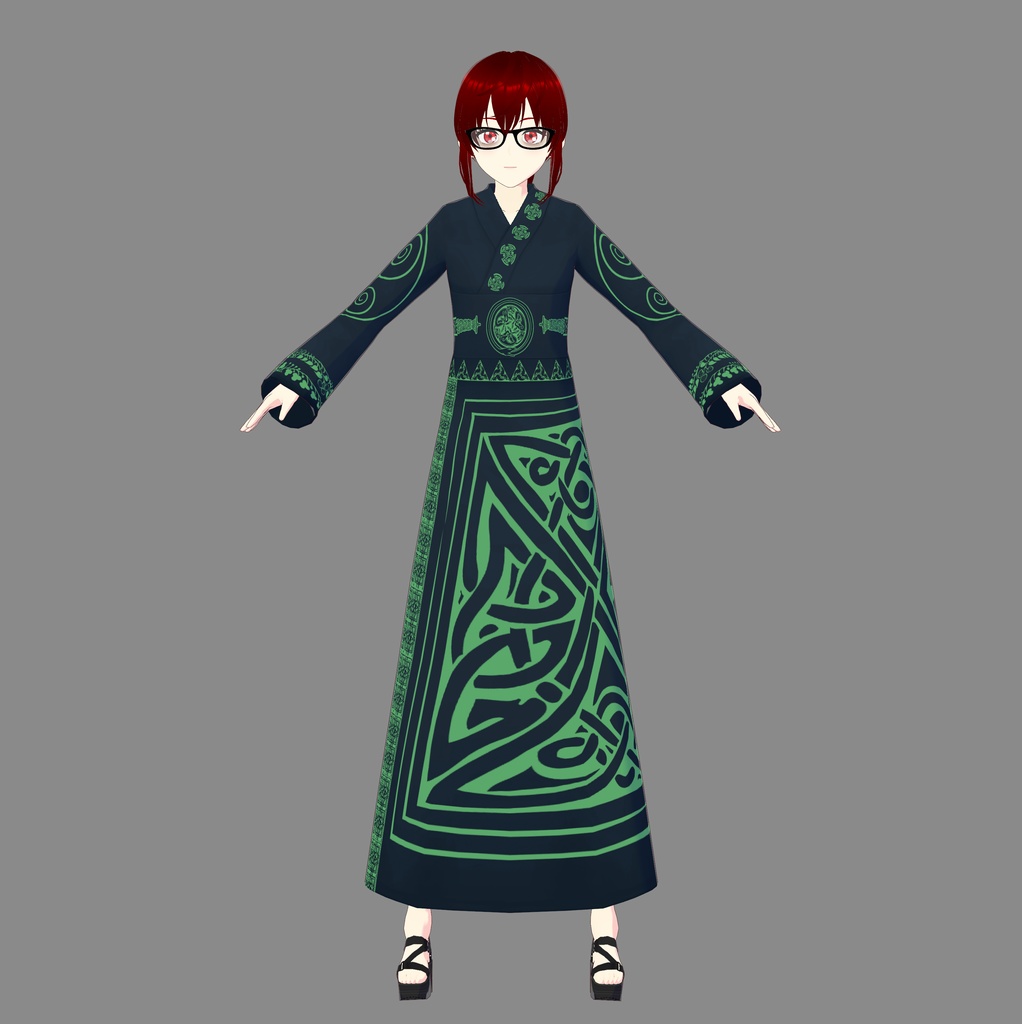 Green/Black Celtic Vroid Kimono