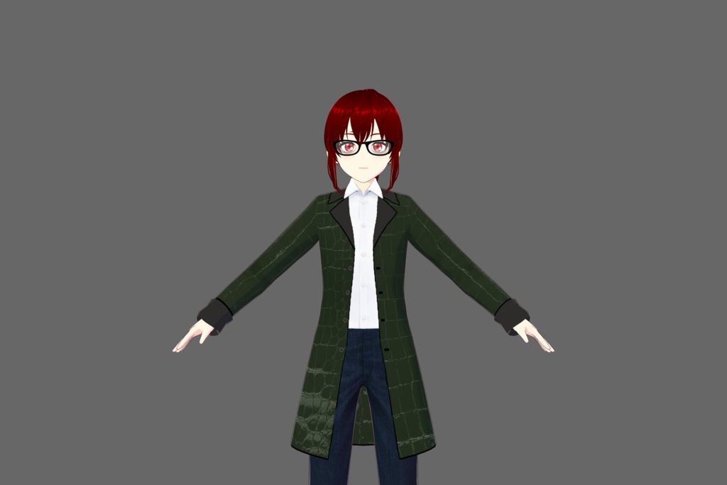 Crocodile Faux Leather Green Vroid Coat