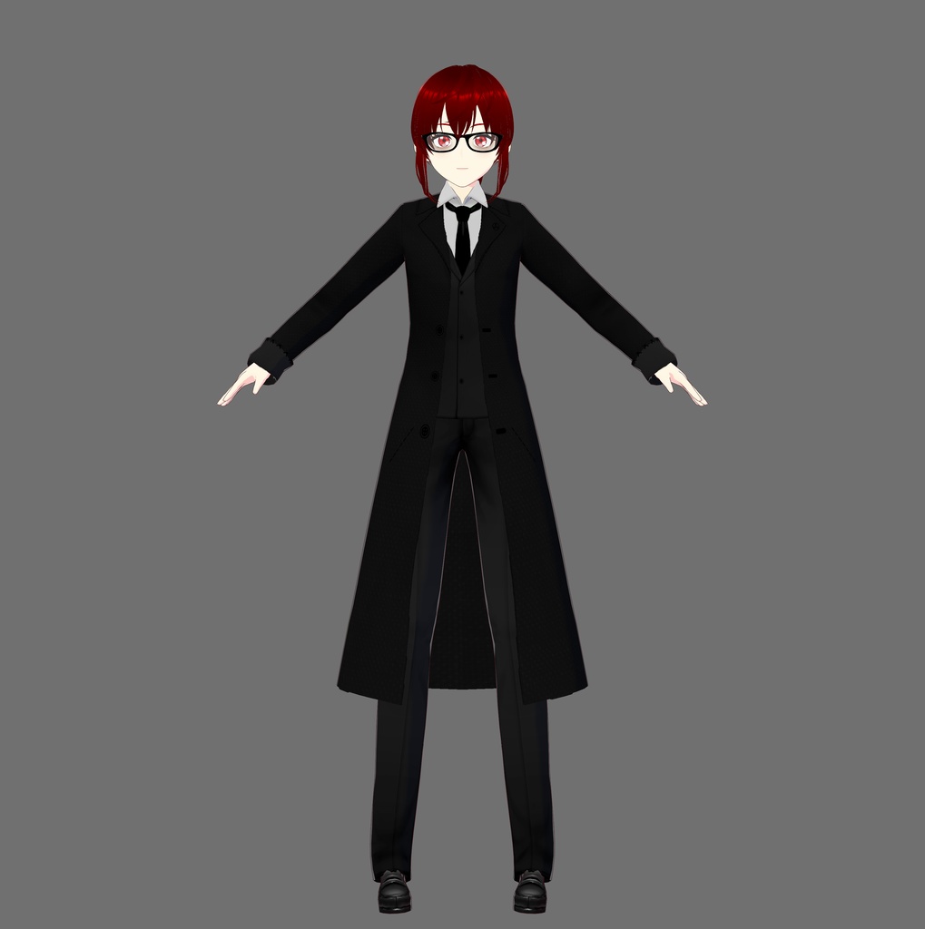 Black Vroid Suit with Trenchcoat