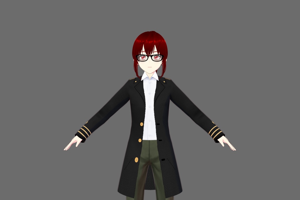 Vroid Navy Overcoat