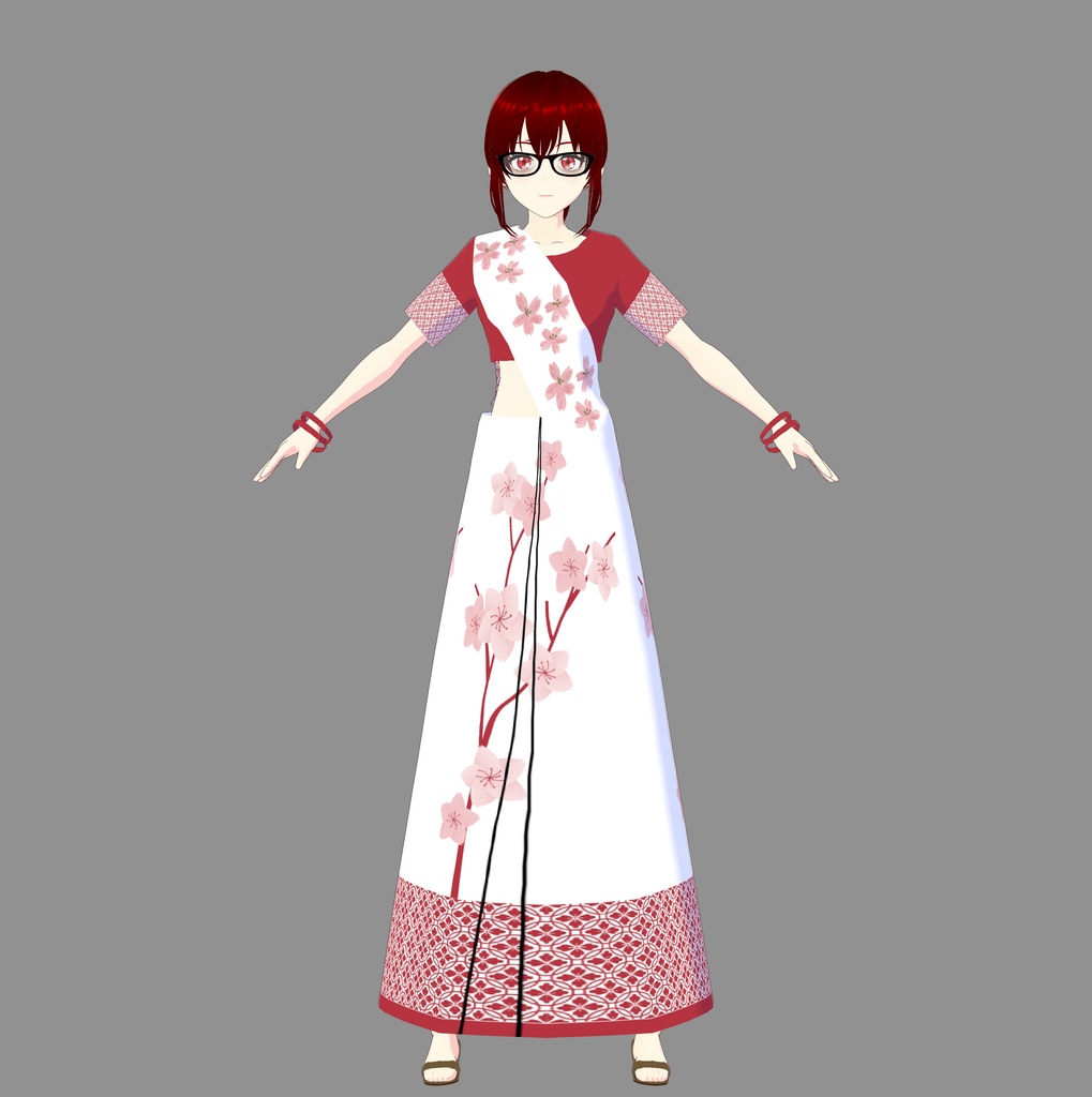 Vroid Cherry Blossom Saree