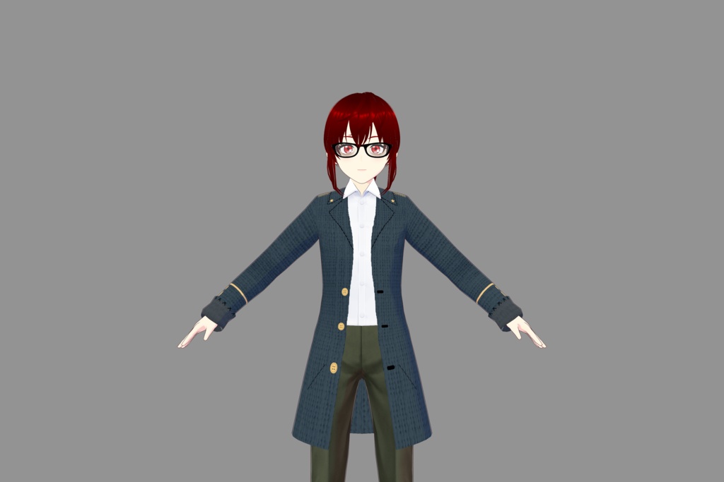 Blue Military-Style Vroid Coat