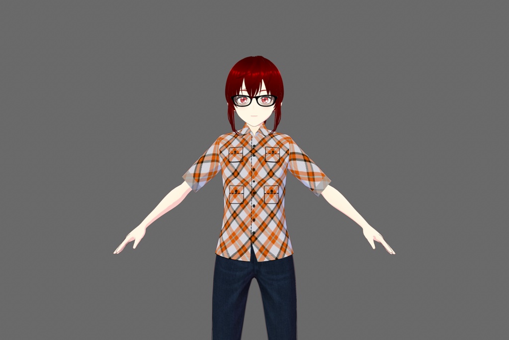 Orange Checkered Vroid Shirt
