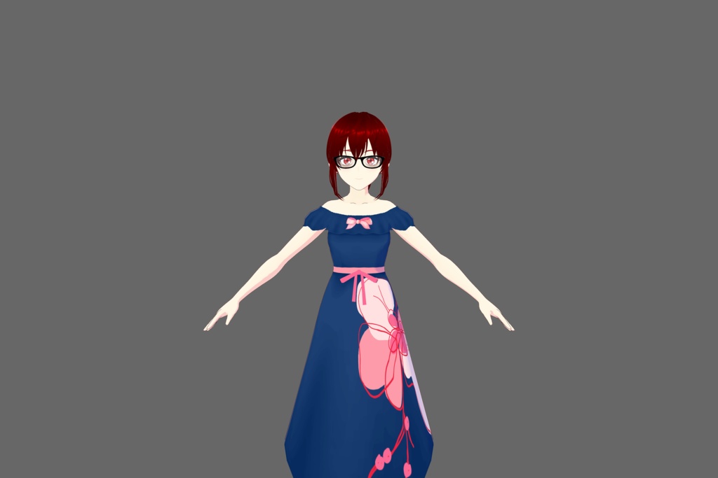Blue/Pink Floral Vroid Dress