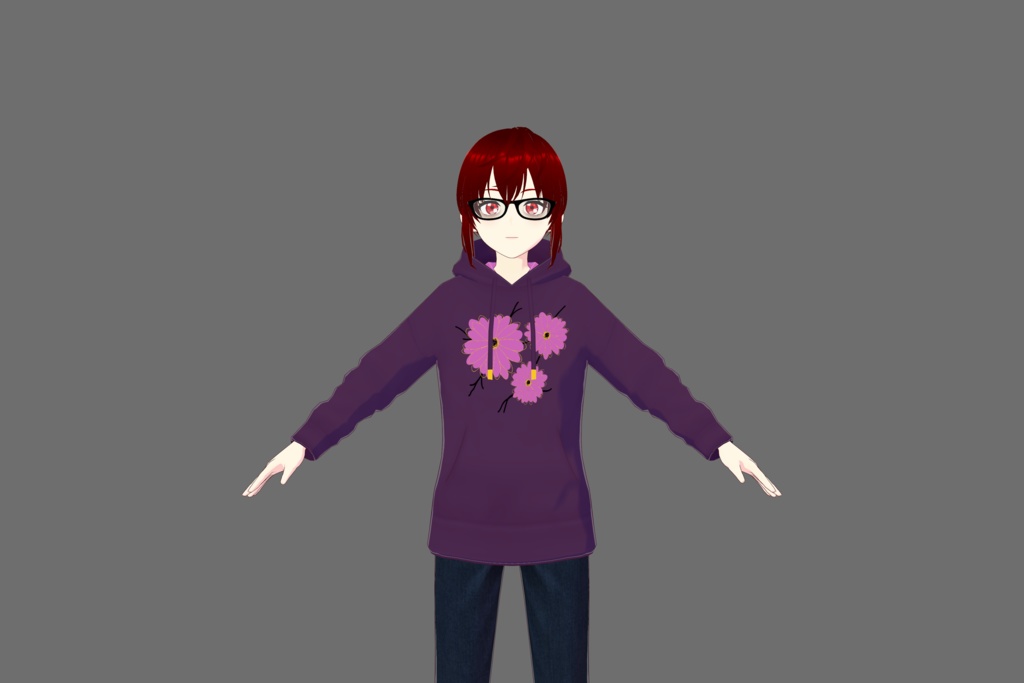 Purple Floral Vroid Hoodie