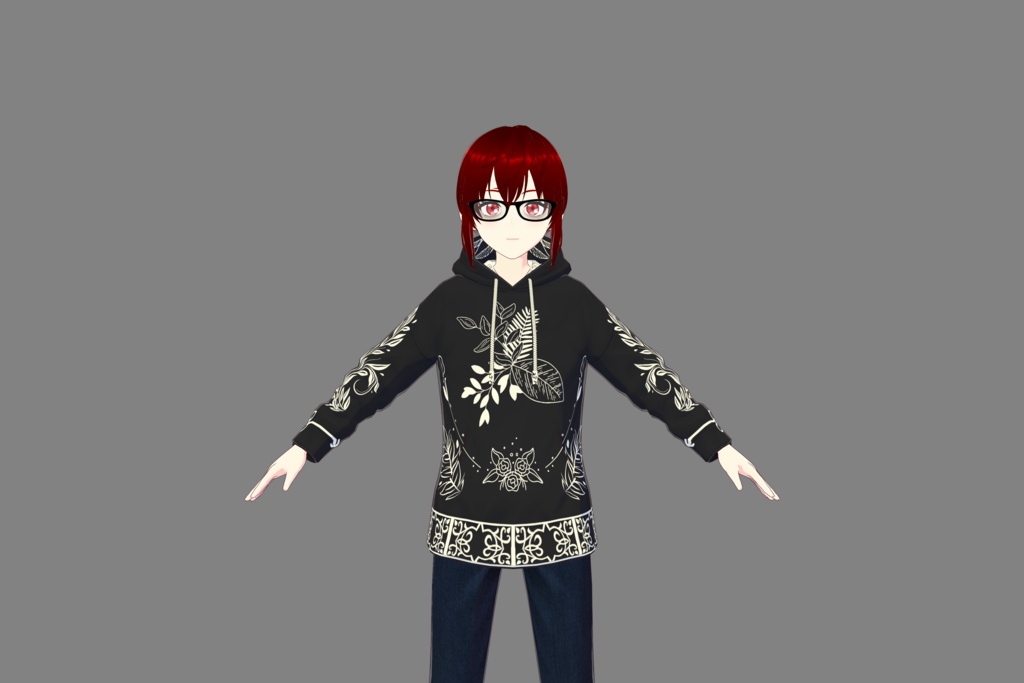 Black/Gold Leaf Vroid Hoodie