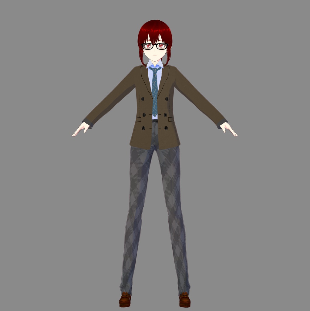 Blue Tie with Double-Breasted Jacket Vroid Outfit