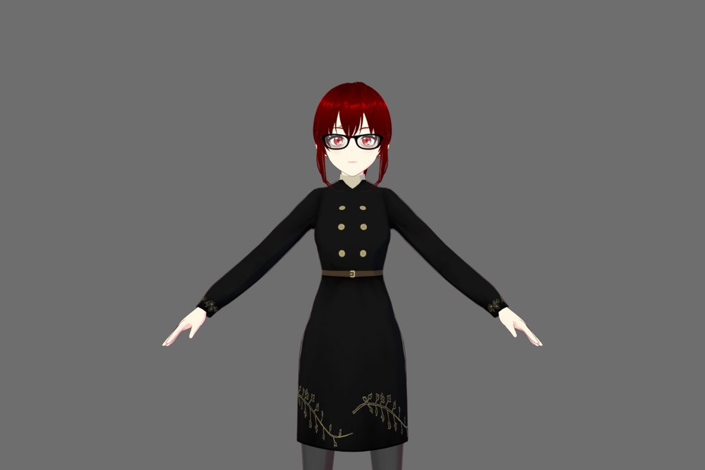 Black Vroid Dress with Buttons