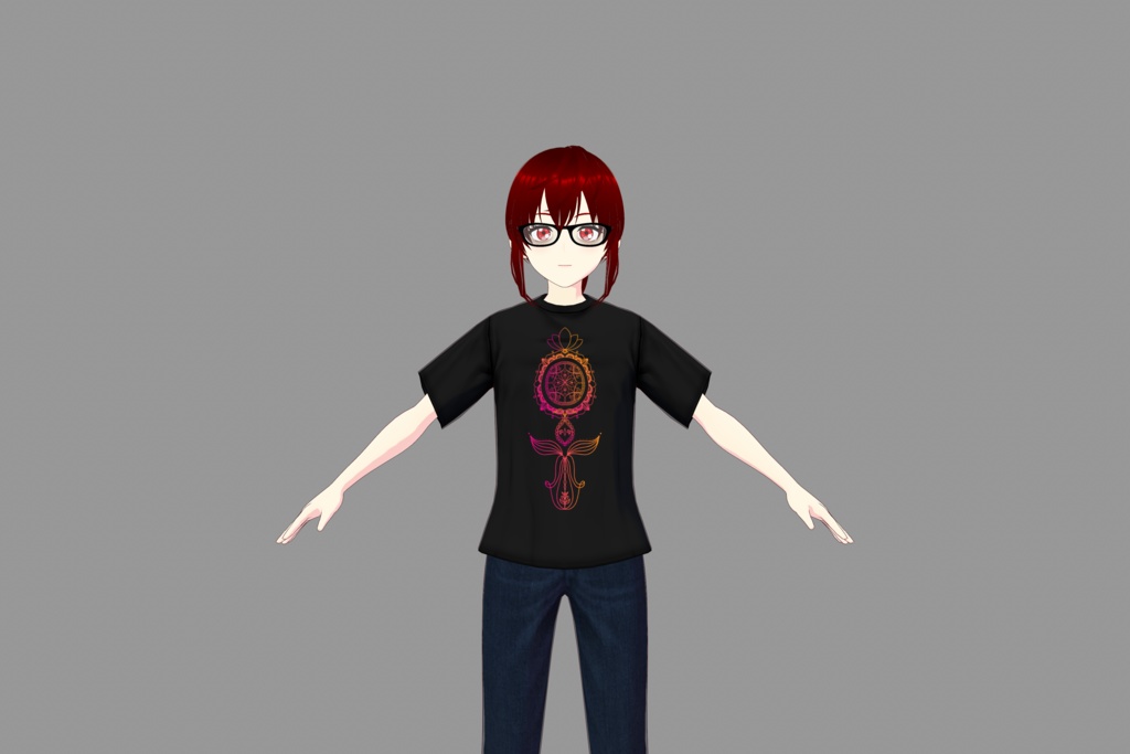 Traditional Design Black Vroid T-Shirt