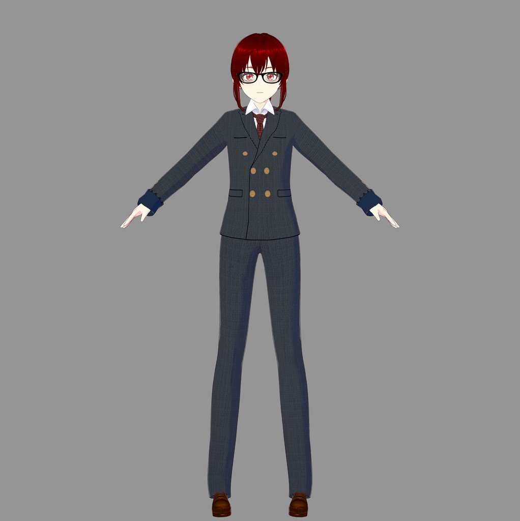 Steel Blue Double Breasted Vroid Suit