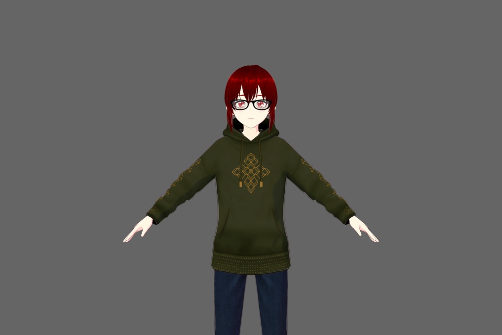 Olive Green/Gold Vroid Hoodie