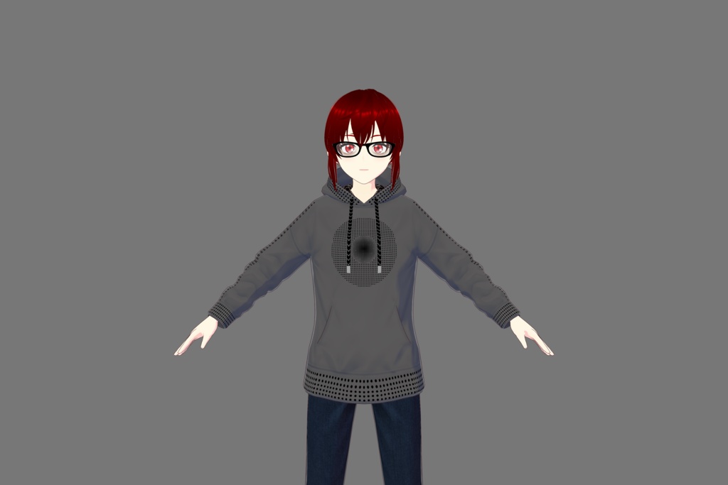 Grey Spotted Stripes Vroid Hoodie