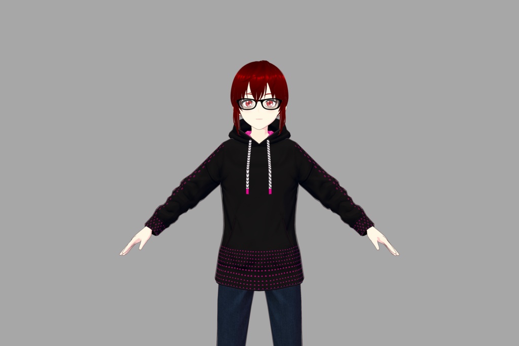 Pink/Black Vroid Hoodie