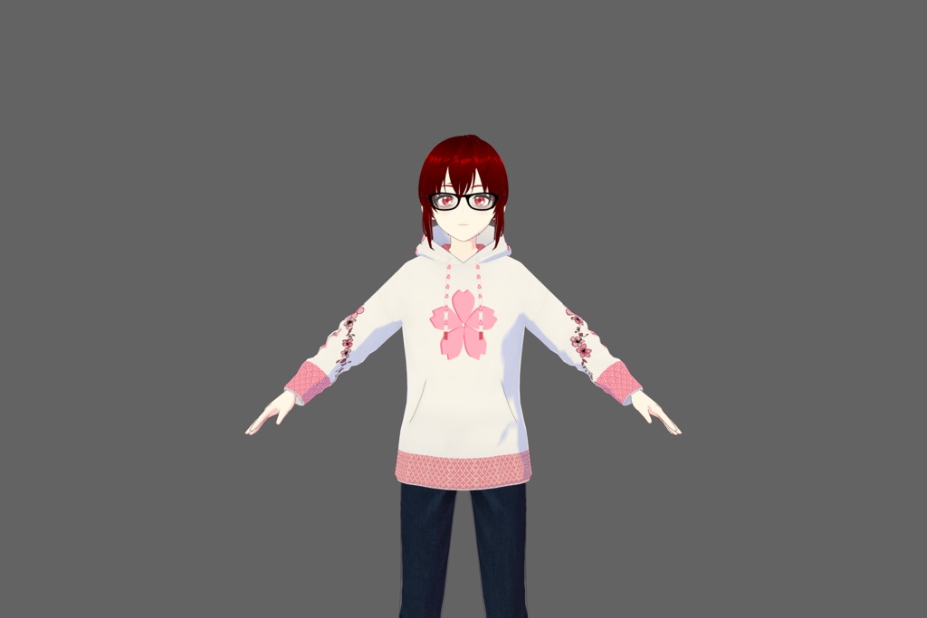 White Cherry Blossom Vroid Hoodie