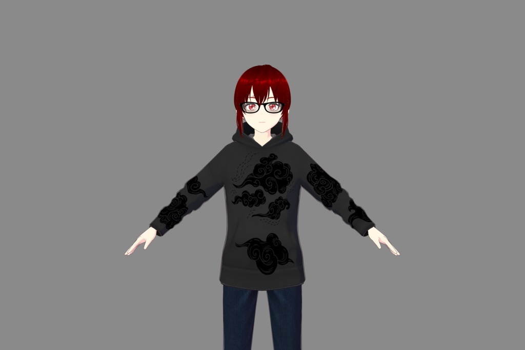 Grey/Black Cloud Vroid Hoodie 