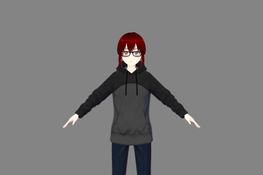 Grey/Black Vroid Hoodie