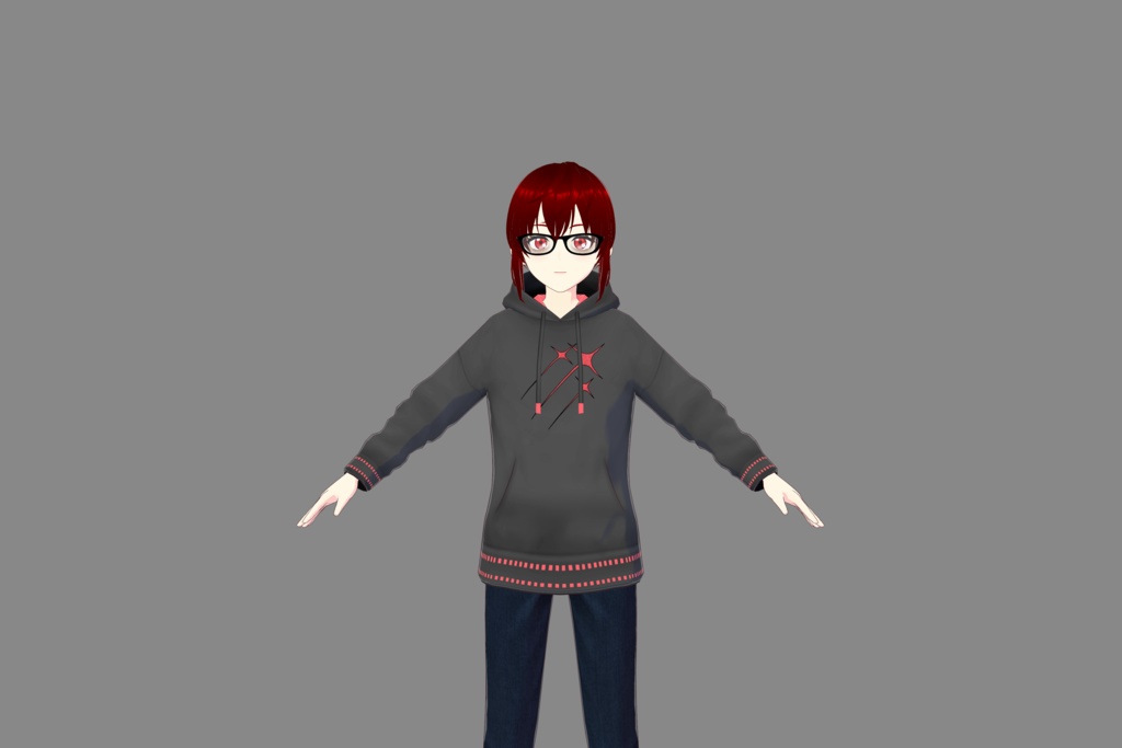 Grey/Pink "Star" Vroid Hoodie