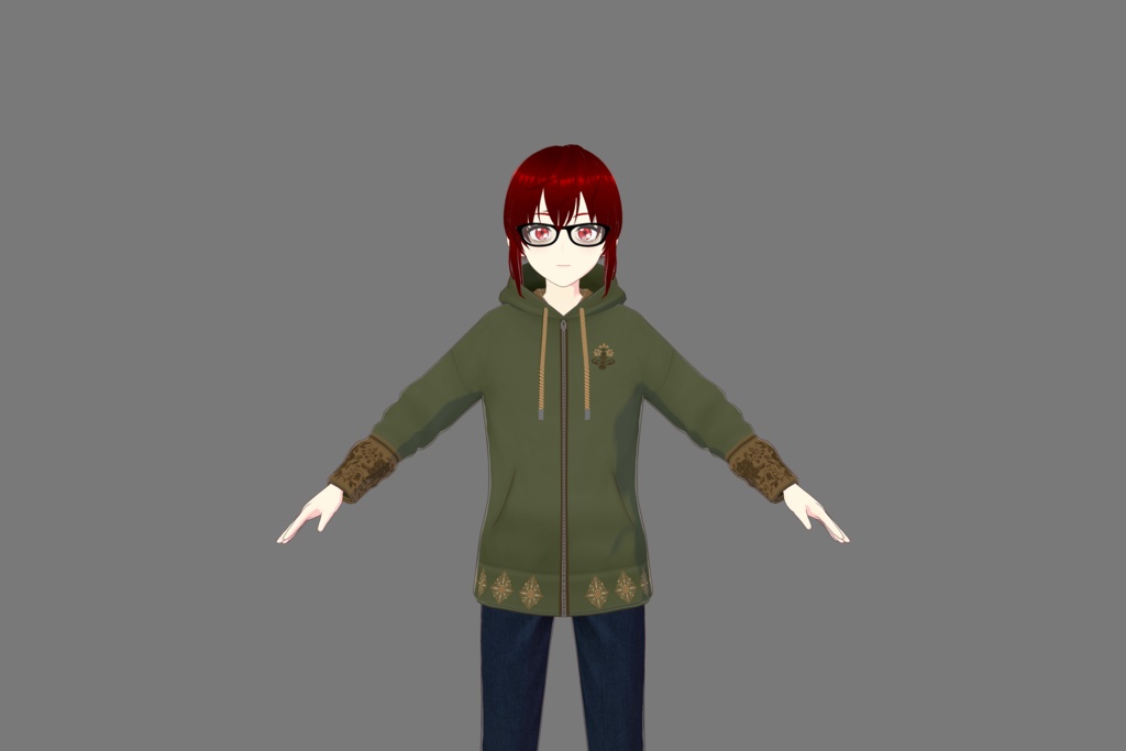 Green Floral Vroid Hoodie